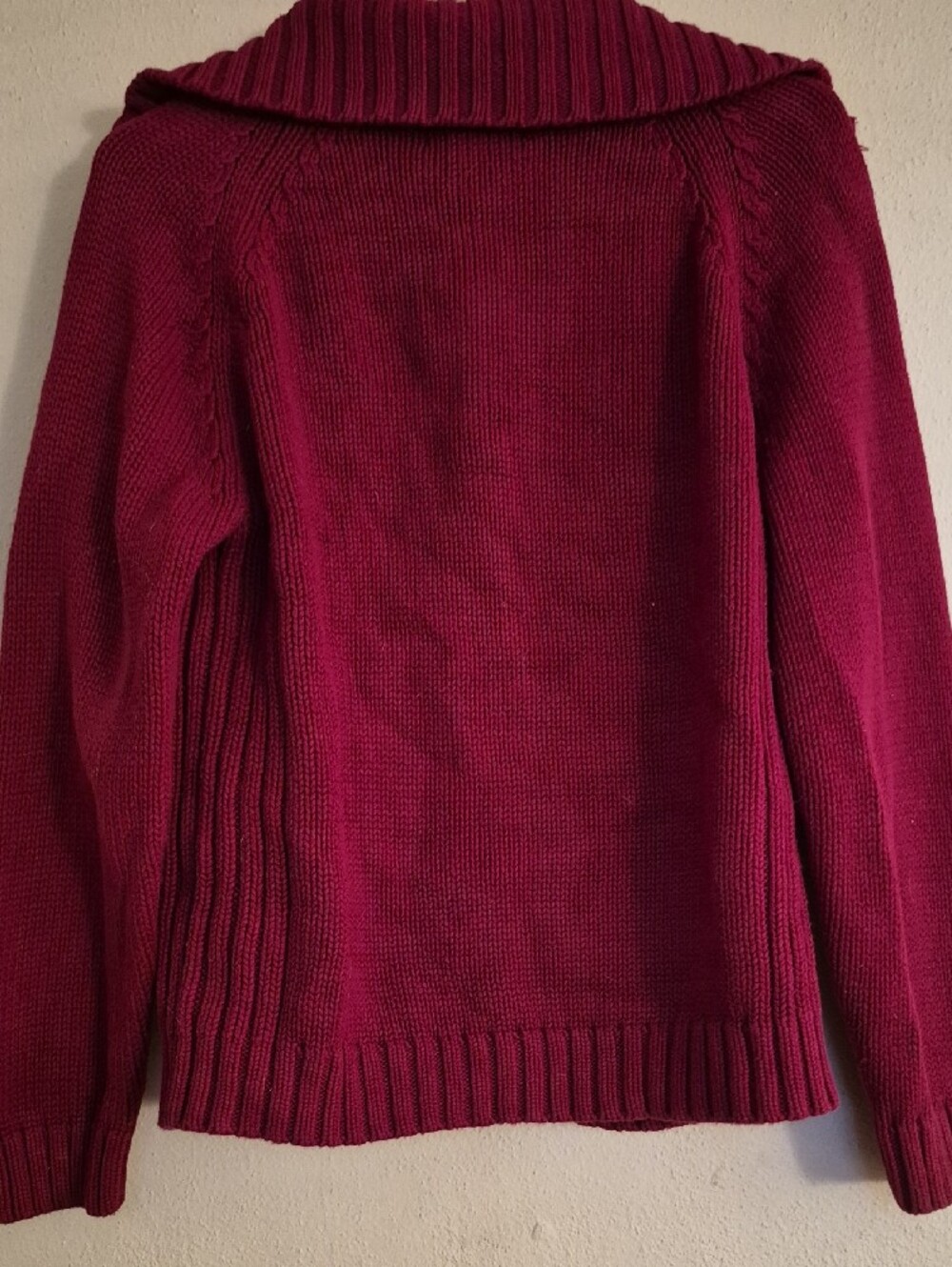 Eddie Bauer Women's Deep Raspberry Zip-Up Cardigan Sweater - Picture 5 of 5